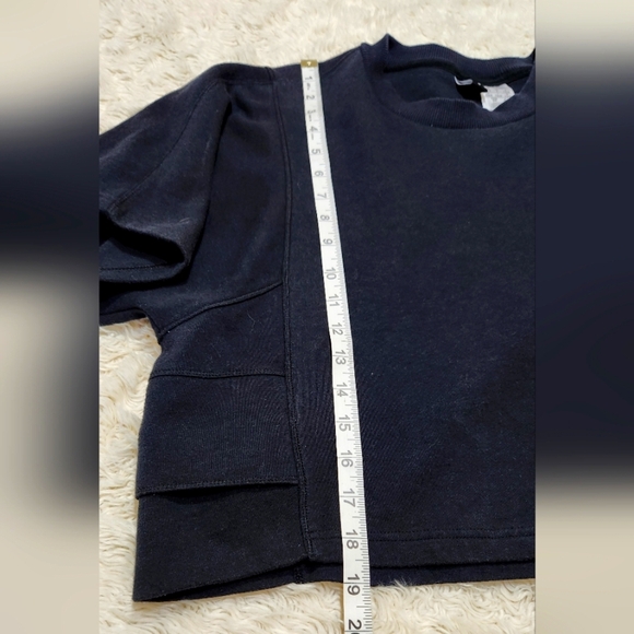 Adidas Cropped Wanderlust Thick Short Sleeve Black Shirt Sz Small Side Pocket - Picture 7 of 13